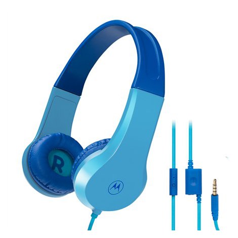 Dziecięce słuchawki przewodowe Motorola Moto JR200 Nauszne Wbudowany mikrofon Wtyczka 3,5 mm Niebieskie